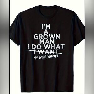 NWOT Funny Husband T-Shirt Round Neck- Black/White-Runs Small Size Up